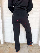 Load image into Gallery viewer, Queen Of Sparkles Black Rainbow Jeweled Sweat Pant