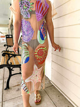 Load image into Gallery viewer, Queen Of Sparkles Beige Mesh Multi Shell Coverup Midi Dress