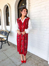 Load image into Gallery viewer, Queen Of Sparkles Red 3D Holly &amp; Candy Cane Knit Midi Dress