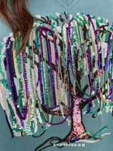 Load image into Gallery viewer, Mardi Gras V Neck Bead Tree With Sequin &amp; Seed bead Sweatshirt