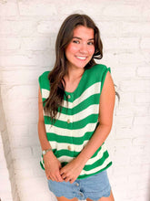 Load image into Gallery viewer, Here We Go Green Stripe Top