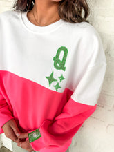 Load image into Gallery viewer, Queen Of Sparkles Colorblock Queen Card QOS Logo Sweatshirt