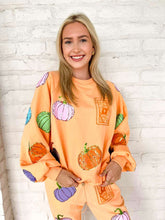 Load image into Gallery viewer, Queen Of Sparkles Orange Multi Pumpkin QOS Card Sweatshirt