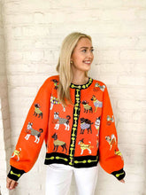 Load image into Gallery viewer, Queen Of Sparkles Orange Halloween Dog Cardigan