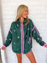 Load image into Gallery viewer, Queen Of Sparkles Charcoal &amp; Pink Rhinestone Zip Up Fleece