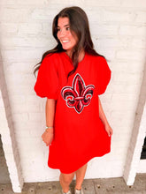 Load image into Gallery viewer, Jordan Amanda Fleur De Lis Red Dress