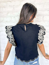 Load image into Gallery viewer, THML Days Ahead Black Flutter Sleeve Top