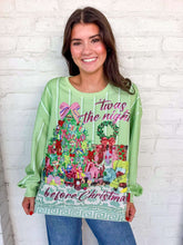 Load image into Gallery viewer, Queen Of Sparkles Light Green 'Twas the Night Before Christmas' Tree Scene Sweatshirt