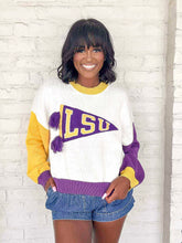 Load image into Gallery viewer, Queen Of Sparkles LSU Pennant Sweater