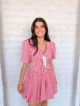 Load image into Gallery viewer, Meet You There Gingham Red Dress