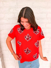 Load image into Gallery viewer, Jordan Amanda Red Fleur De Lis Top