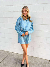 Load image into Gallery viewer, Queen Of Sparkles Chambray Multi Rhinestone Button Up