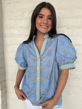 Load image into Gallery viewer, Season In Bloom Blue Top