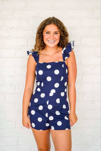 Thinking About You Navy Polka Dot Romper