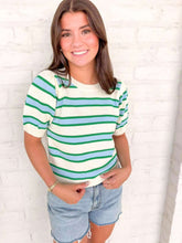 Load image into Gallery viewer, Reaching Out Cream Green Top