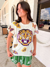 Load image into Gallery viewer, Queen Of Sparkles Licensed LSU Mascot Butterfly Tee