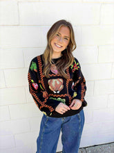 Load image into Gallery viewer, Queen Of Sparkles Black Checkered Thanksgiving Icon Sweater