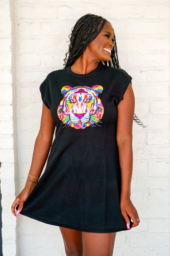 Queen Of Sparkles Black Rainbow Tiger Head Dress