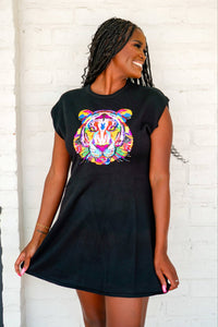 Queen Of Sparkles Black Rainbow Tiger Head Dress