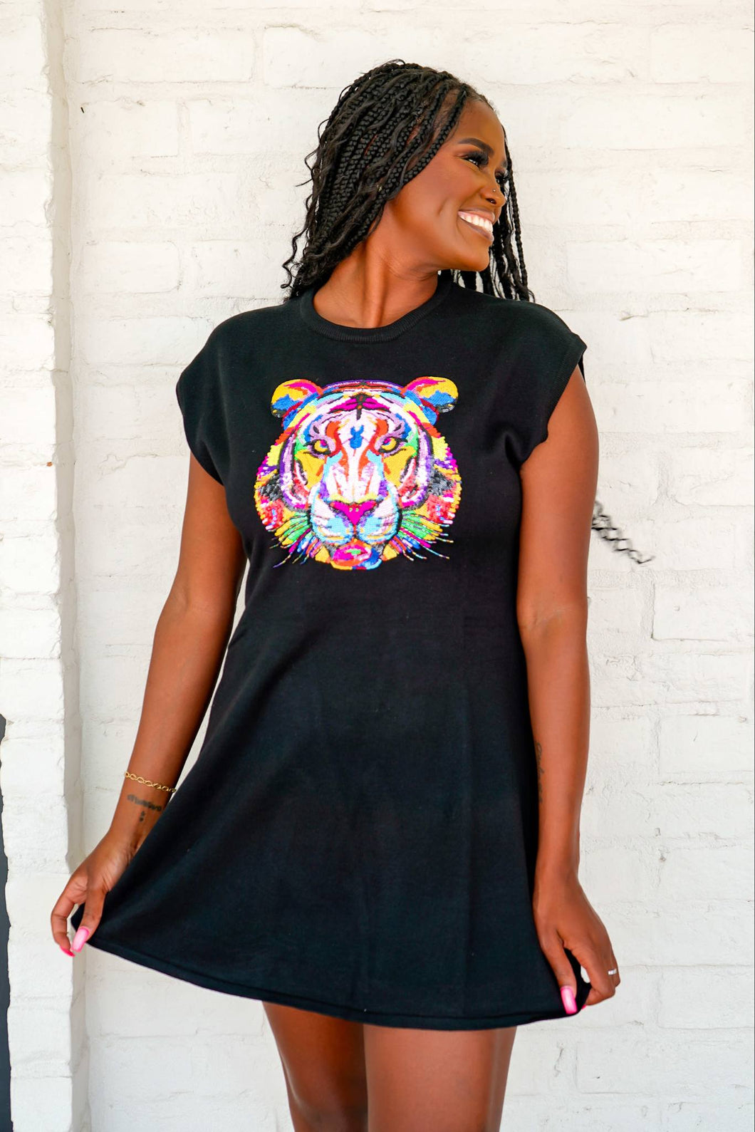 Queen Of Sparkles Black Rainbow Tiger Head Dress