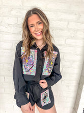 Load image into Gallery viewer, Queen Of Sparkles Black Queen Card Cotton Short