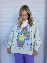 Load image into Gallery viewer, Queen Of Sparkles Beige &amp; Lavender Polka Dot Sparkle Logo Sweatshirt