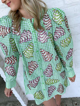 Load image into Gallery viewer, Queen Of Sparkles Green Gingham Christmas Tree Cookies Cotton Dress