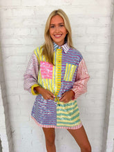 Load image into Gallery viewer, Queen Of Sparkles Multi Sequin Colorblock Stripe Skort