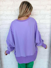 Load image into Gallery viewer, Purple Solid French Terry Hi-low Oversized Sweatshirt