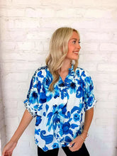 Load image into Gallery viewer, Paisley Print Floral Blue Top
