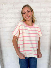 Load image into Gallery viewer, Set A Goal Dark Pink Striped Sweater Top