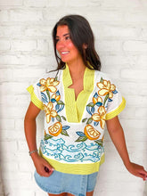 Load image into Gallery viewer, THML Lemons And Flowers Cream Top
