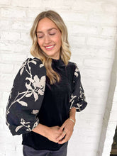 Load image into Gallery viewer, THML Velvet Hours Black Top