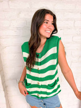 Load image into Gallery viewer, Here We Go Green Stripe Top