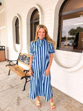 Load image into Gallery viewer, New Start Navy Stripe Dress