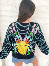 Load image into Gallery viewer, Queen Of Sparkles Black Multi Spider On Web Cardigan