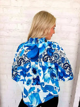 Load image into Gallery viewer, Paisley Print Floral Blue Top