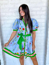 Load image into Gallery viewer, Free For Now Floral Blue Dress