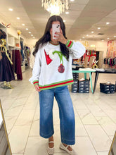 Load image into Gallery viewer, Jordan Amanda Christmas Grinch Hand &amp; Ornament Sweatshirt