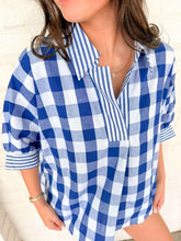 Load image into Gallery viewer, Checkered Craze Blue Top