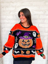 Load image into Gallery viewer, Queen Of Sparkles Orange Stripes Pumpkin Icon Sweatshirt