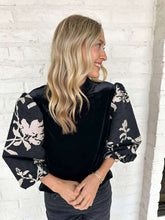 Load image into Gallery viewer, THML Velvet Hours Black Top