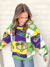Load image into Gallery viewer, Queen Of Sparkles Mardi Gras Checkered Icon Sweatshirt