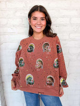 Load image into Gallery viewer, Queen Of Sparkles Rust Rhinestone Scattered Turkey Sweatshirt