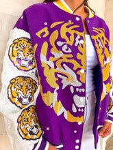 Load image into Gallery viewer, Queen Of Sparkles LSU Bomber Jacket
