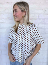 Load image into Gallery viewer, THML Feel The Energy Brown Polka Dot Top