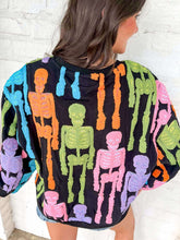 Load image into Gallery viewer, Queen Of Sparkles Black Multi Fuzzy Skeleton Sweatshirt