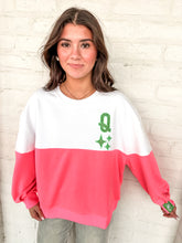 Load image into Gallery viewer, Queen Of Sparkles Colorblock Queen Card QOS Logo Sweatshirt