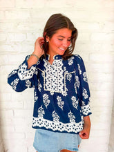 Load image into Gallery viewer, THML Hard To Do Navy Top
