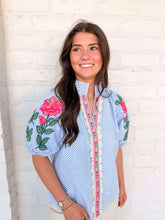 Load image into Gallery viewer, THML Hear The Good Blue Blouse